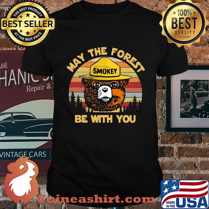 Bear smokey may the forest be with you vintage retro shirt