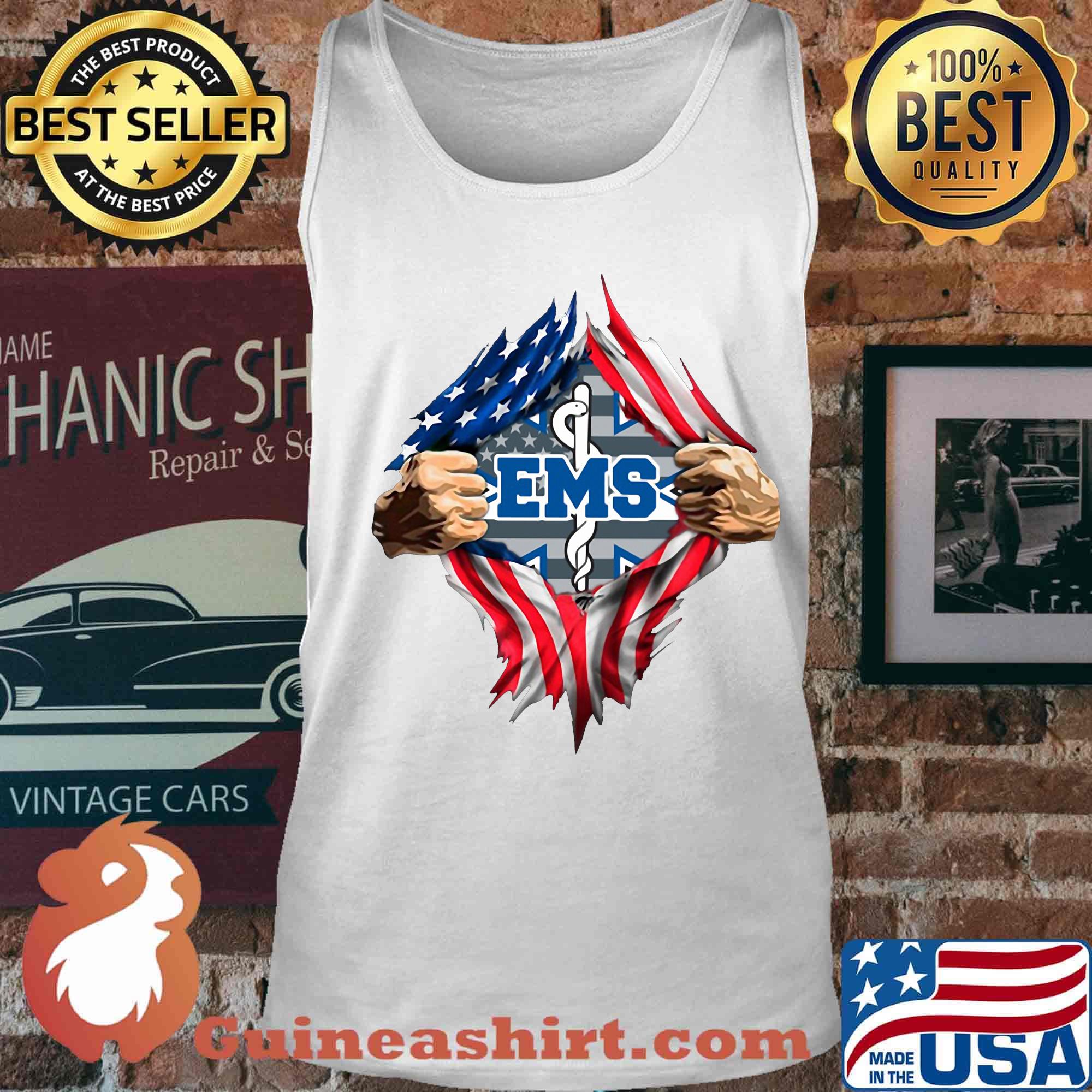 Blood insides ems american flag independence day s Tank top