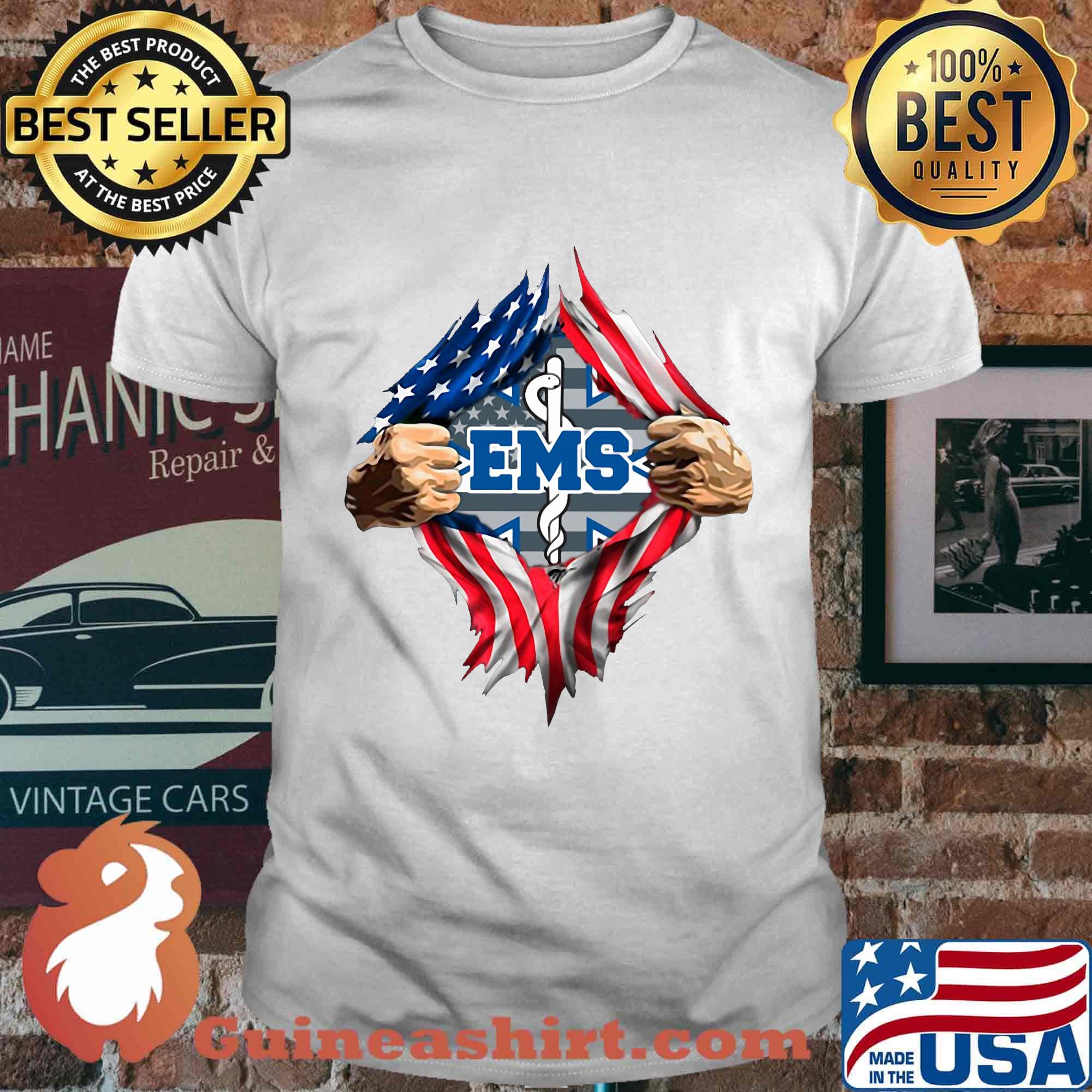 Blood insides ems american flag independence day shirt