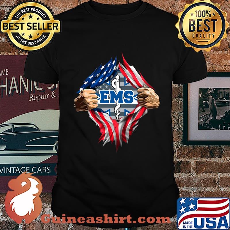 Blood insides ems american flag independence day shirt