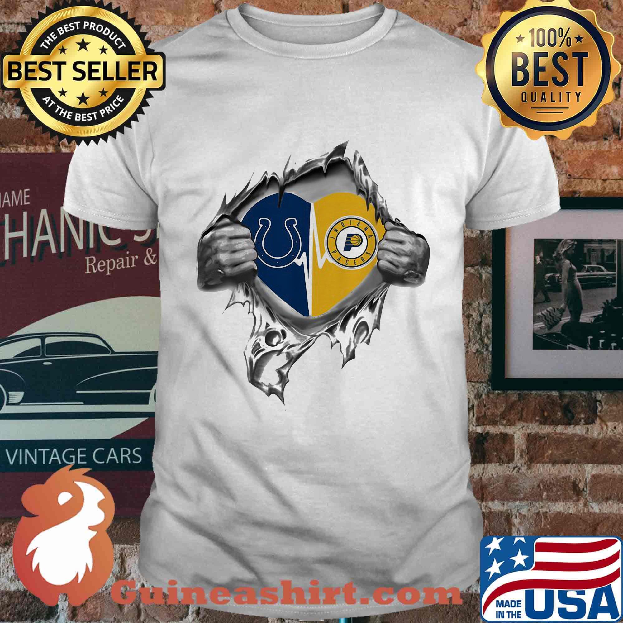 Blood insides heart indianapolis colts vs indiana pacers shirt