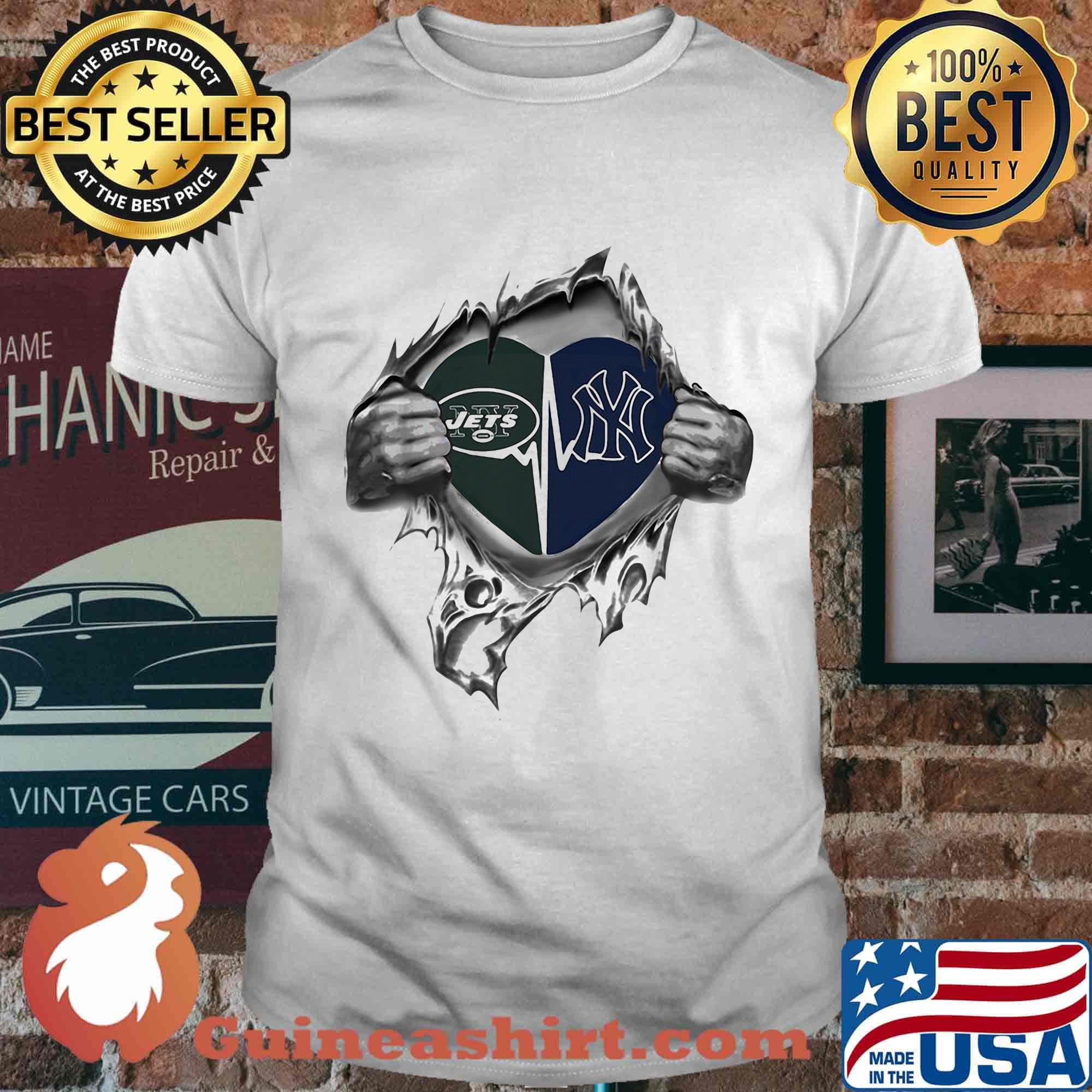 Blood insides heart new york jets vs new york giants shirt