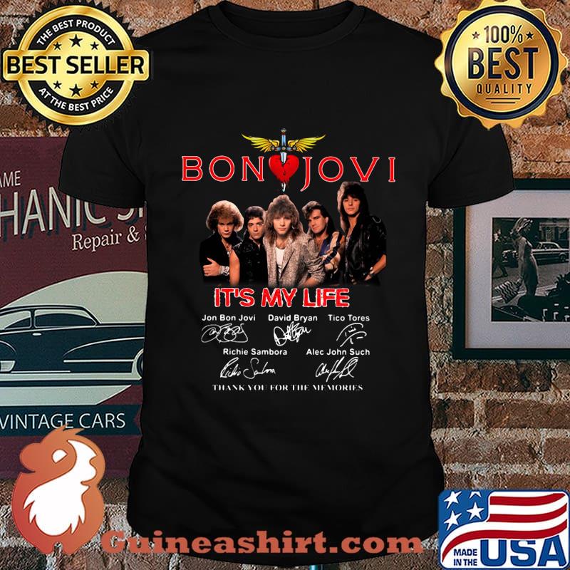 Bon jovi it's my life thank you for the memories signatures shirt
