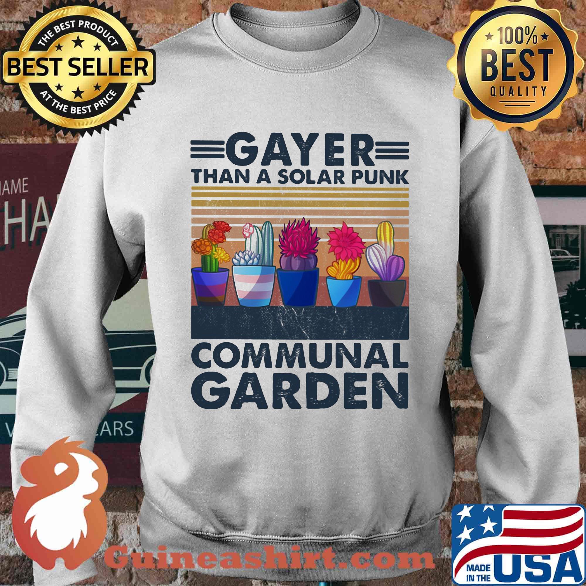 Cactus gayer than s solarpunk communal garden vintage retro s Sweater
