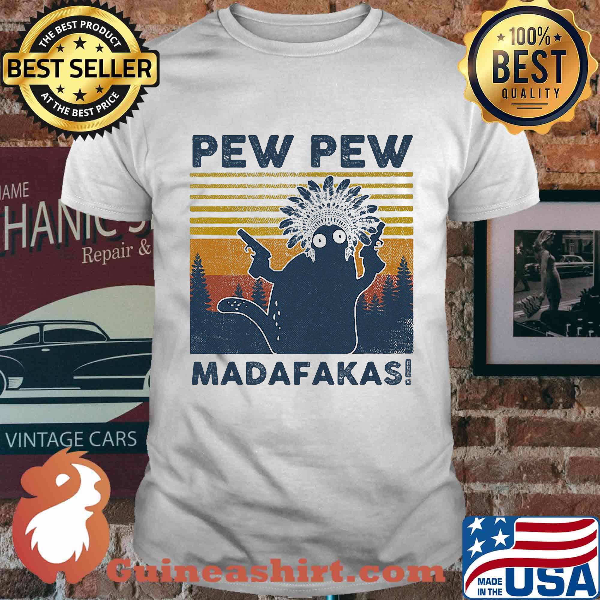 Cat native pew pew madafakas vintage retro shirt