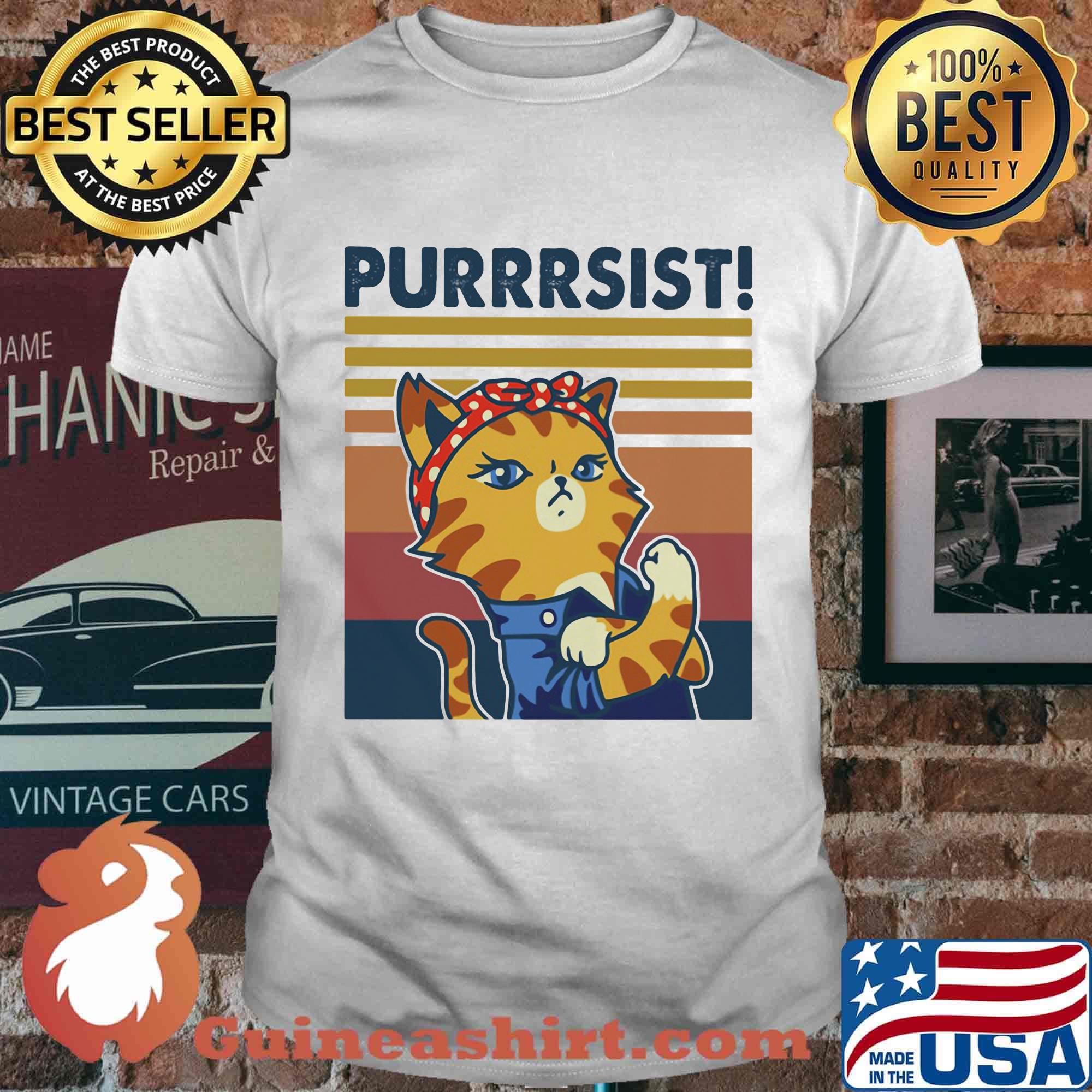 Cat purrrsist vintage retro shirt