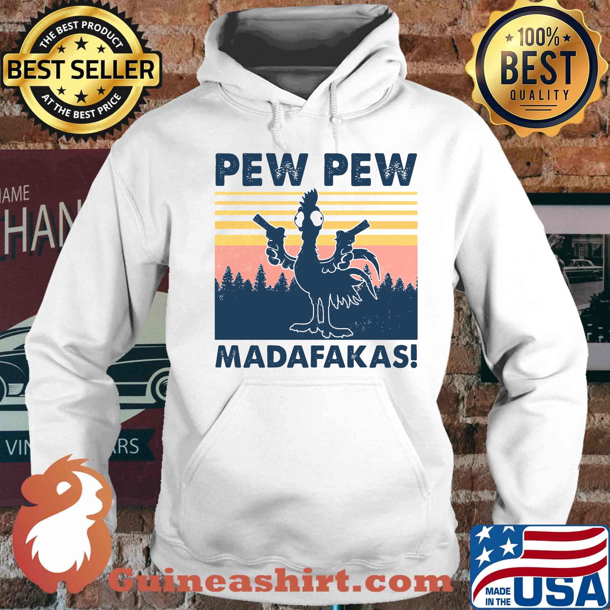 Chicken pew pew madafakas vintage retro s Hoodie