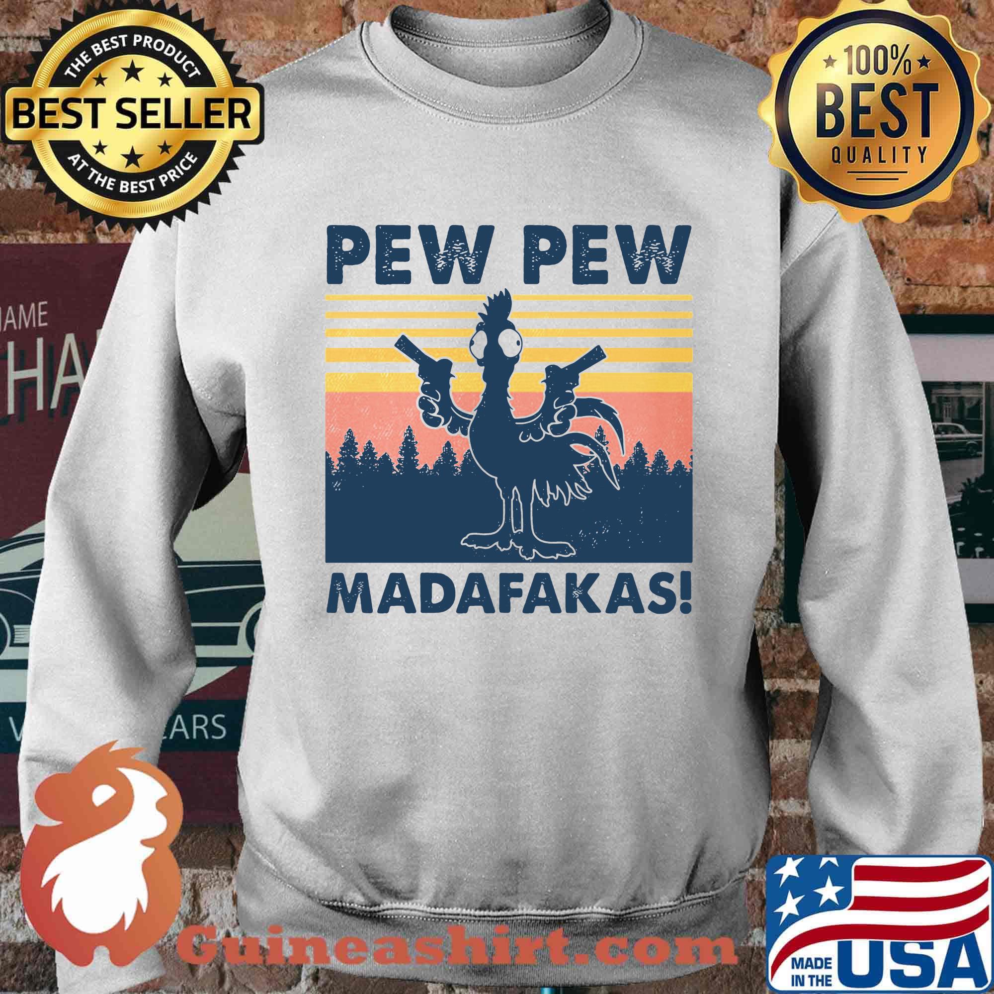 Chicken pew pew madafakas vintage retro s Sweater
