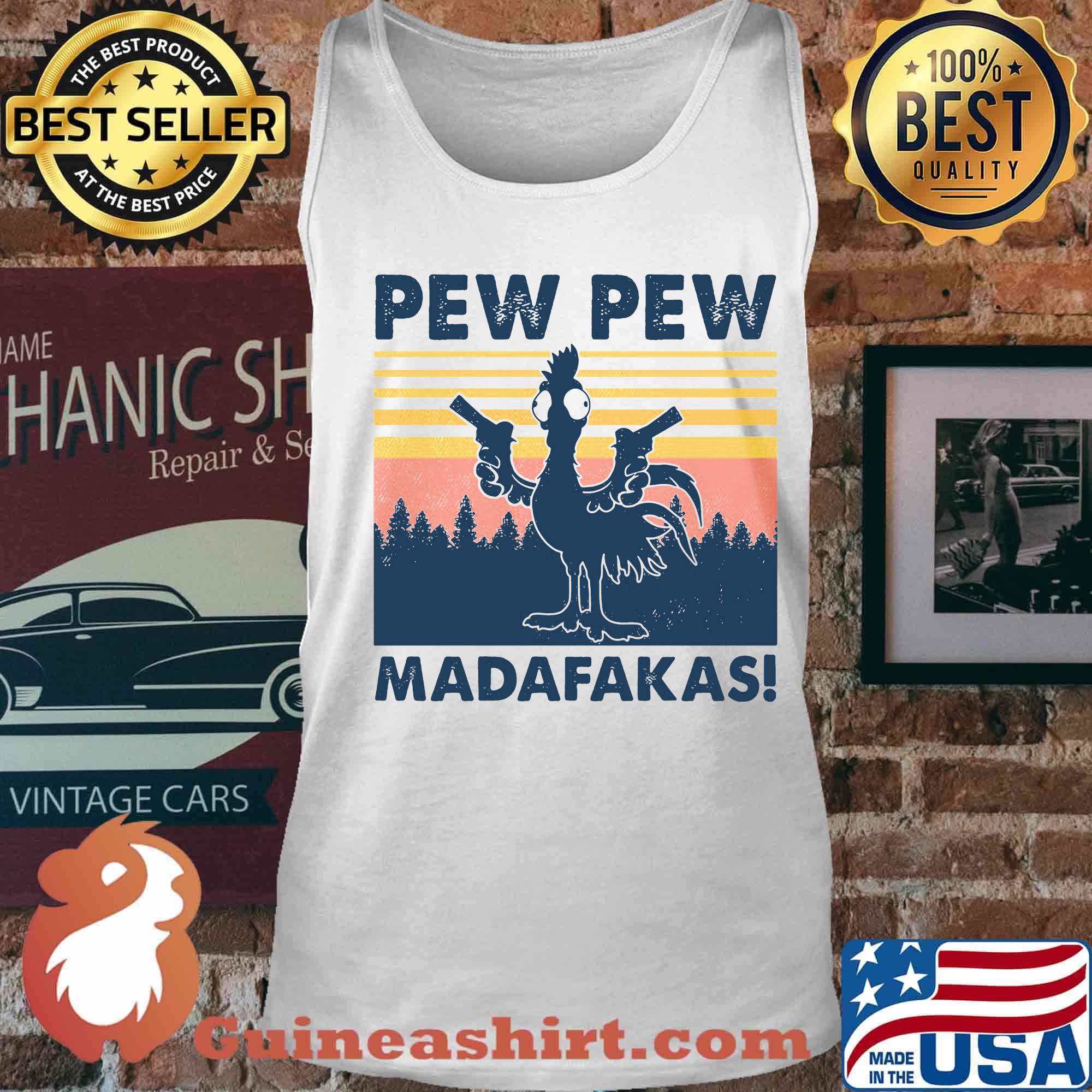 Chicken pew pew madafakas vintage retro s Tank top