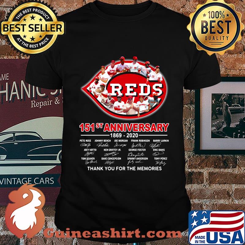 Cincinnati reds 151st anniversary 1869 2020 thank you for the memories signatures shirt