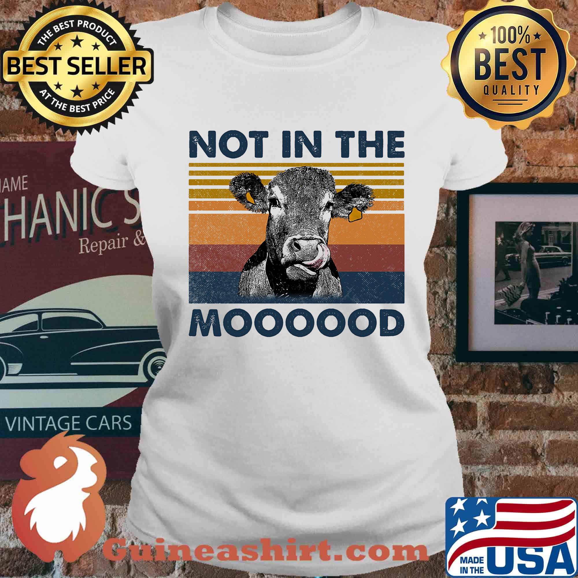 Cow not in the mooood vintage retro s Ladies tee