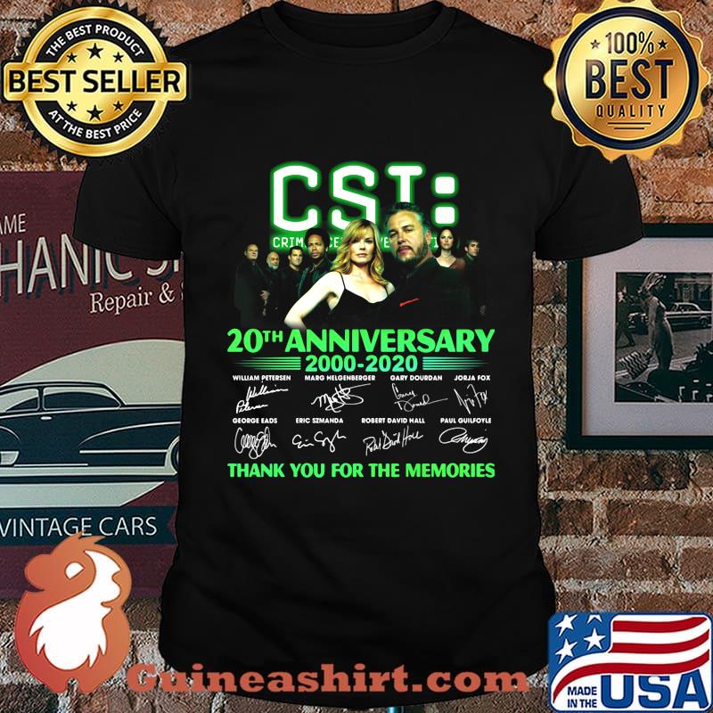 Csi crime scene investigation 20th anniversary 2000 2020 thank you for the memories signatures shirt