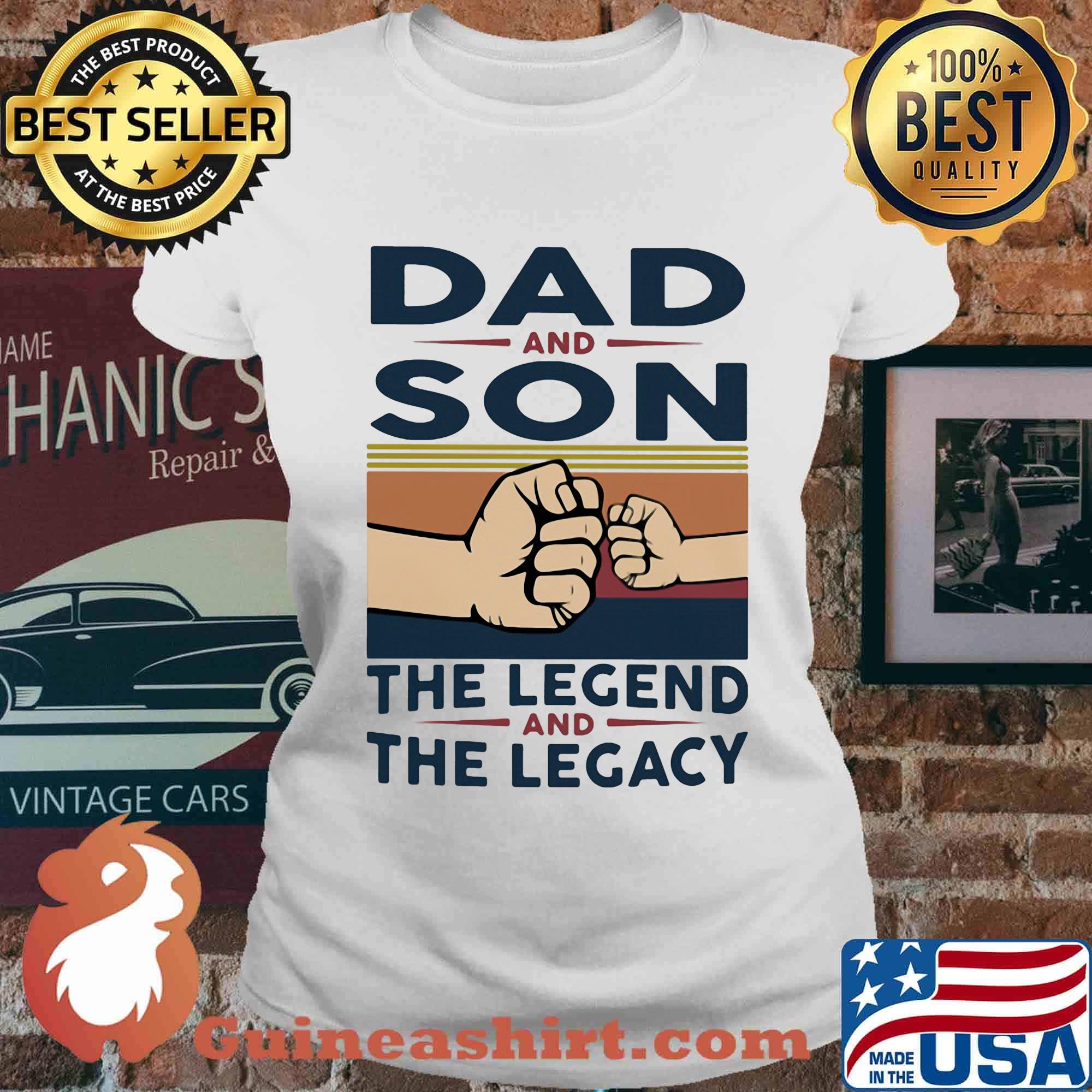 Dad and son the legend and the legacy vintage retro s Ladies tee