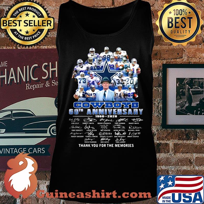 Dallas cowboys football team 60th anniversary 1960 2020 thank you for the memories signatures s Tank top