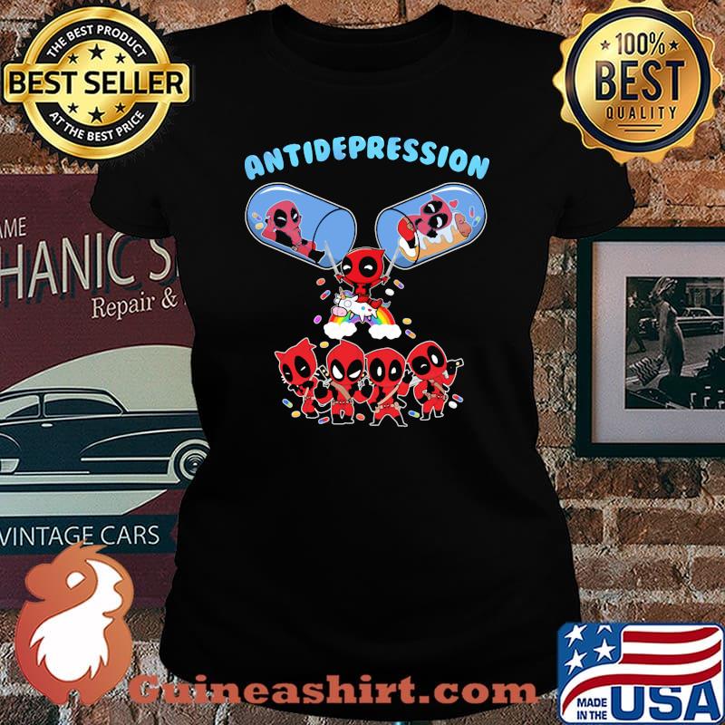 Deadpool and Unicorn antidepression s Laides tee