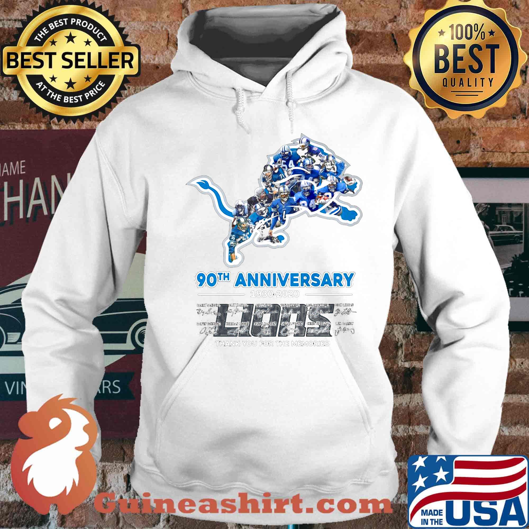 Detroit lions 90th anniversary 1930 2020 thank you for the memories signatures s Hoodie