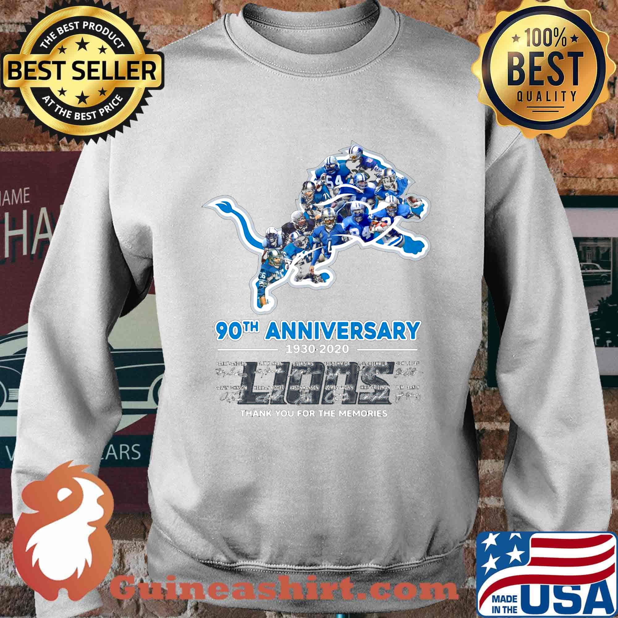 Detroit lions 90th anniversary 1930 2020 thank you for the memories signatures s Sweater