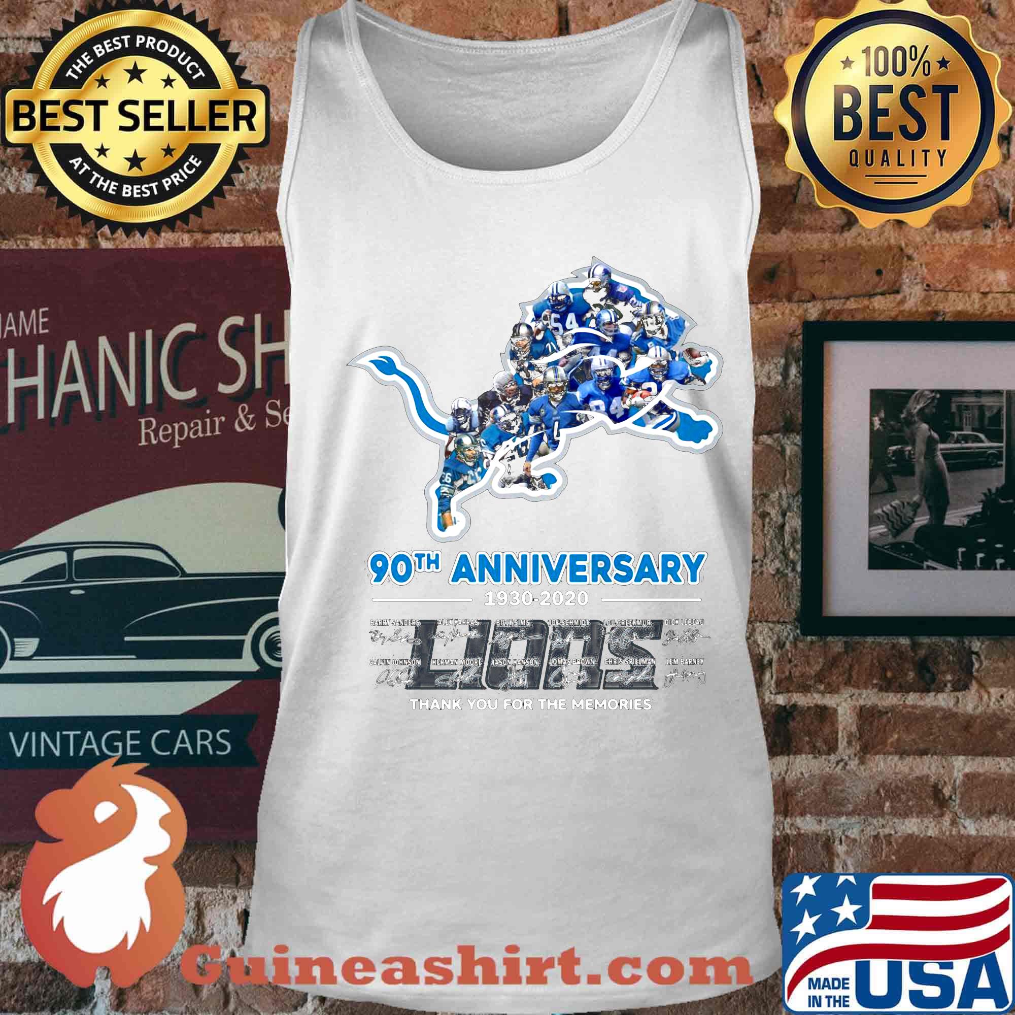 Detroit lions 90th anniversary 1930 2020 thank you for the memories signatures s Tank top
