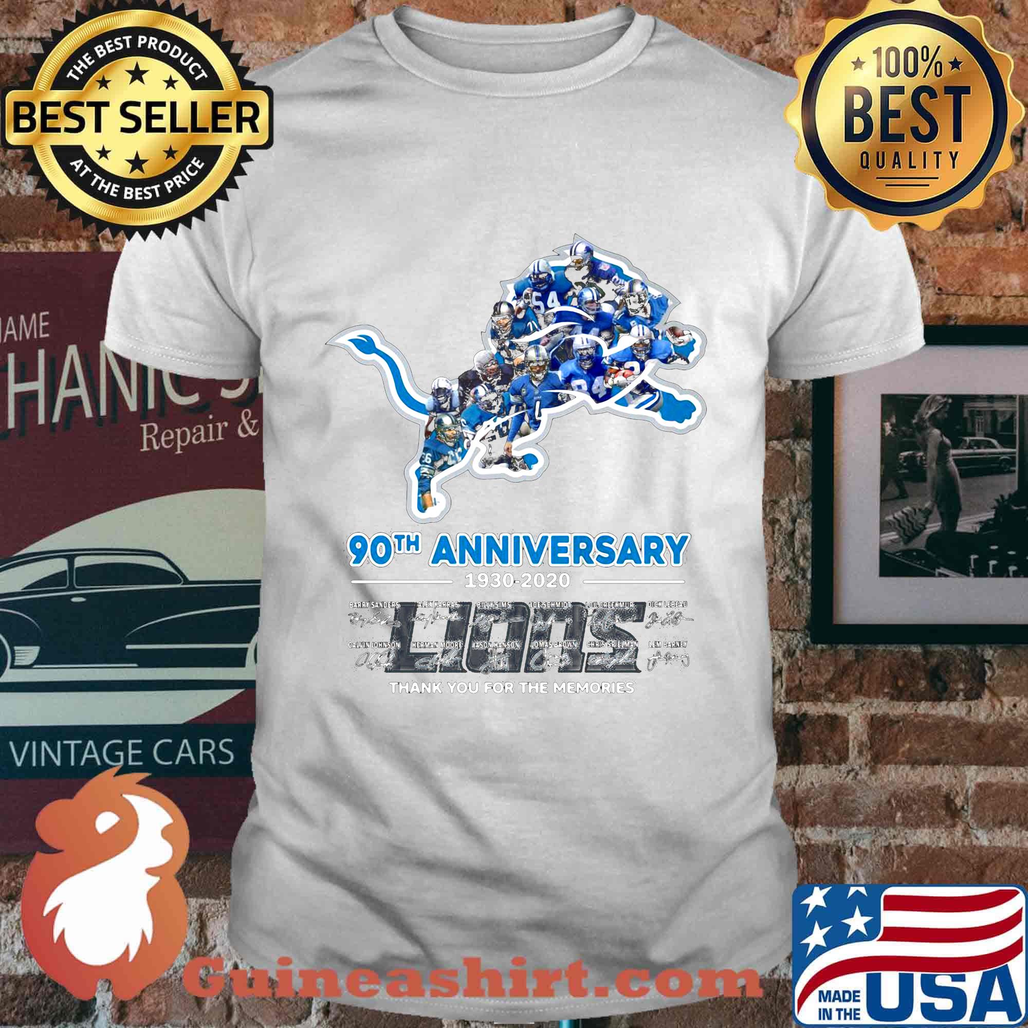 Detroit lions 90th anniversary 1930 2020 thank you for the memories signatures shirt