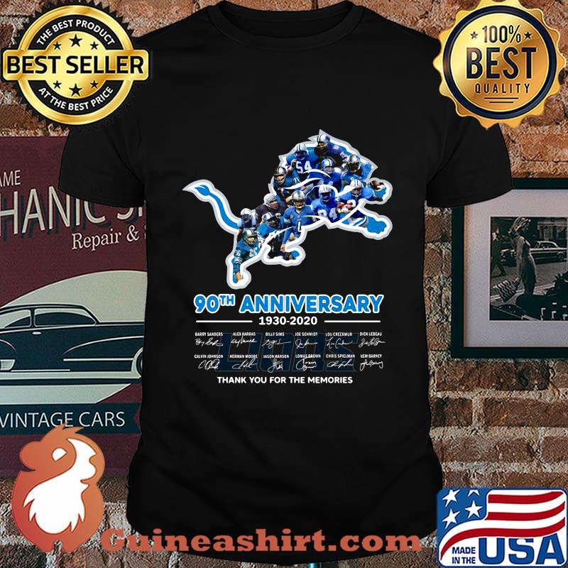 Detroit lions 90th anniversary 1930 2020 thank you for the memories signatures shirt