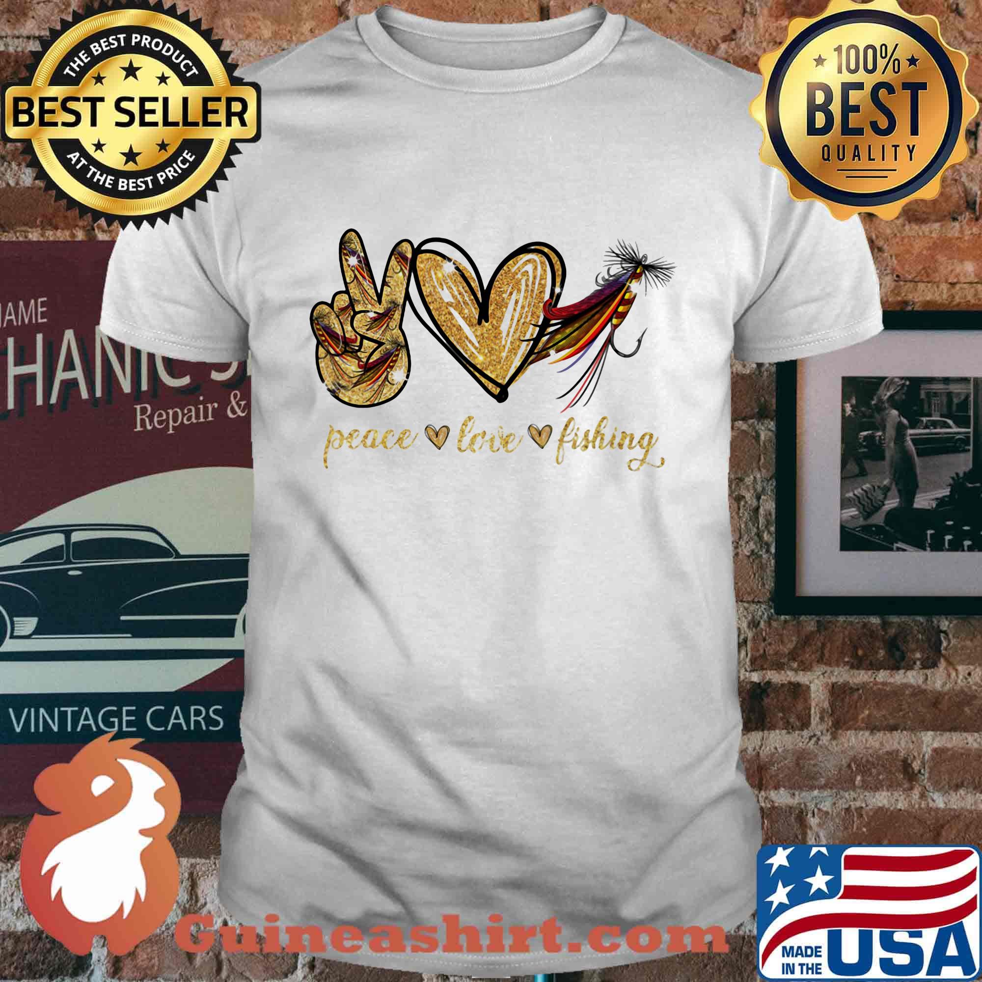 Diamond peace love fishing shirt