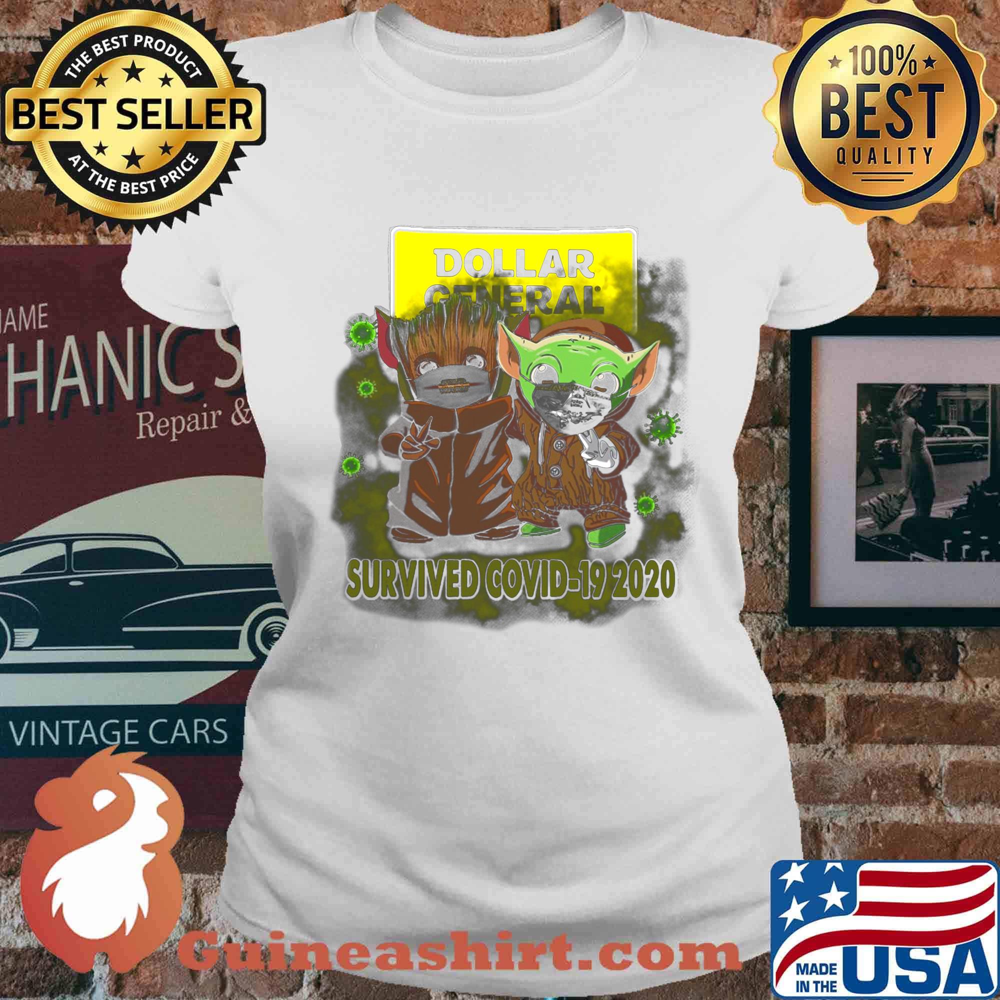 Dollar general baby groot and baby yoda survived covid-19 2020 s Ladies tee