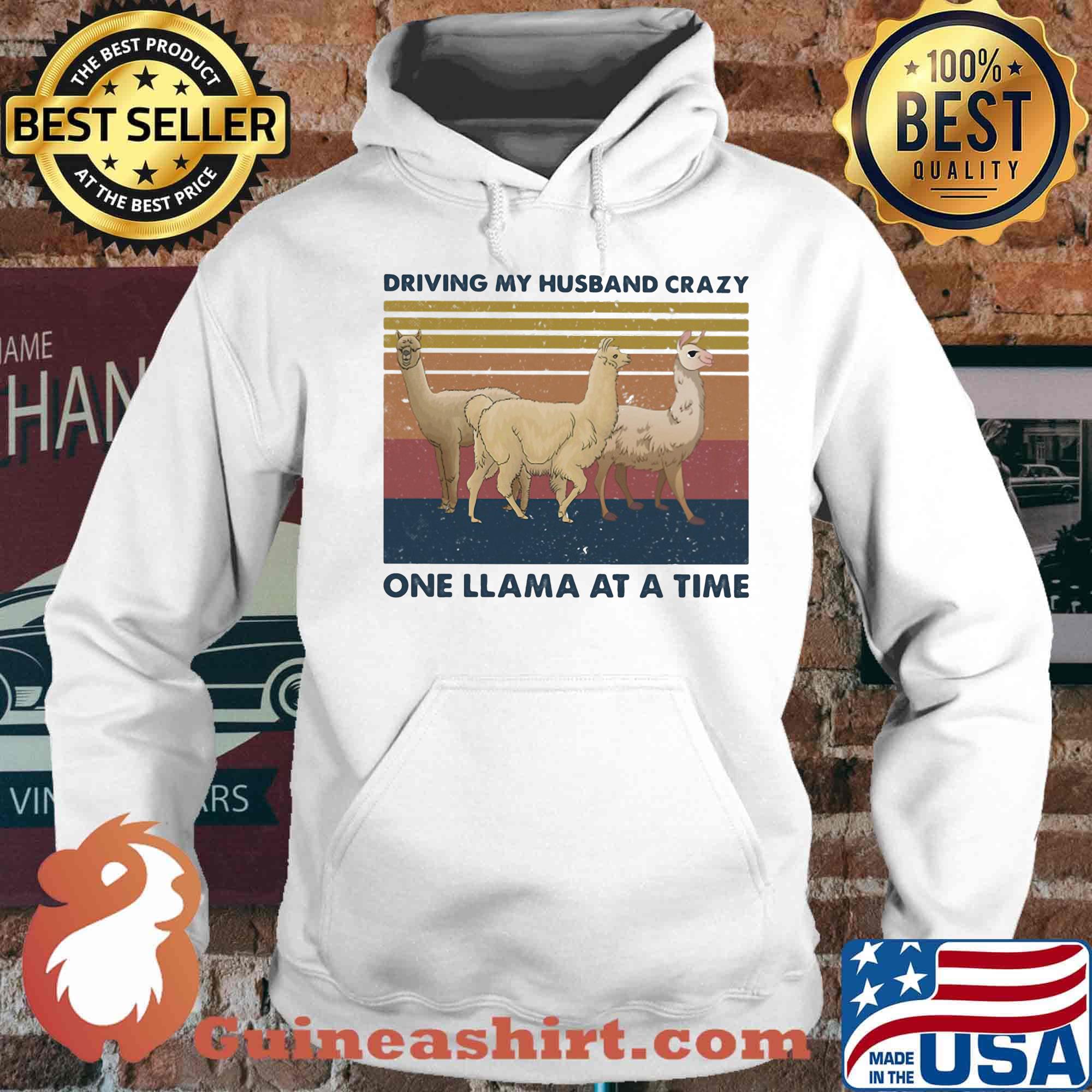 Driving my husband crazy one llama at a time vintage retro s Hoodie