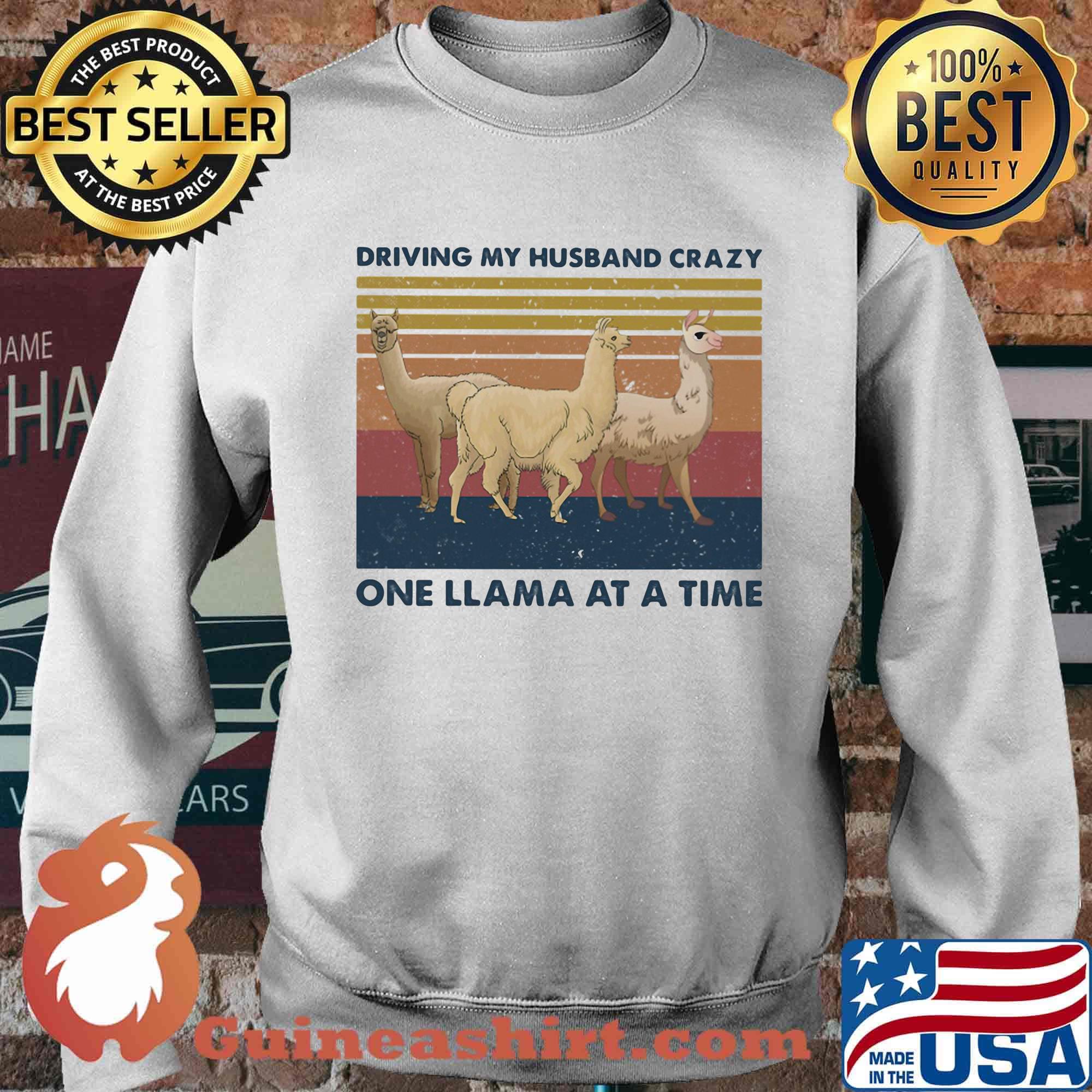 Driving my husband crazy one llama at a time vintage retro s Sweater
