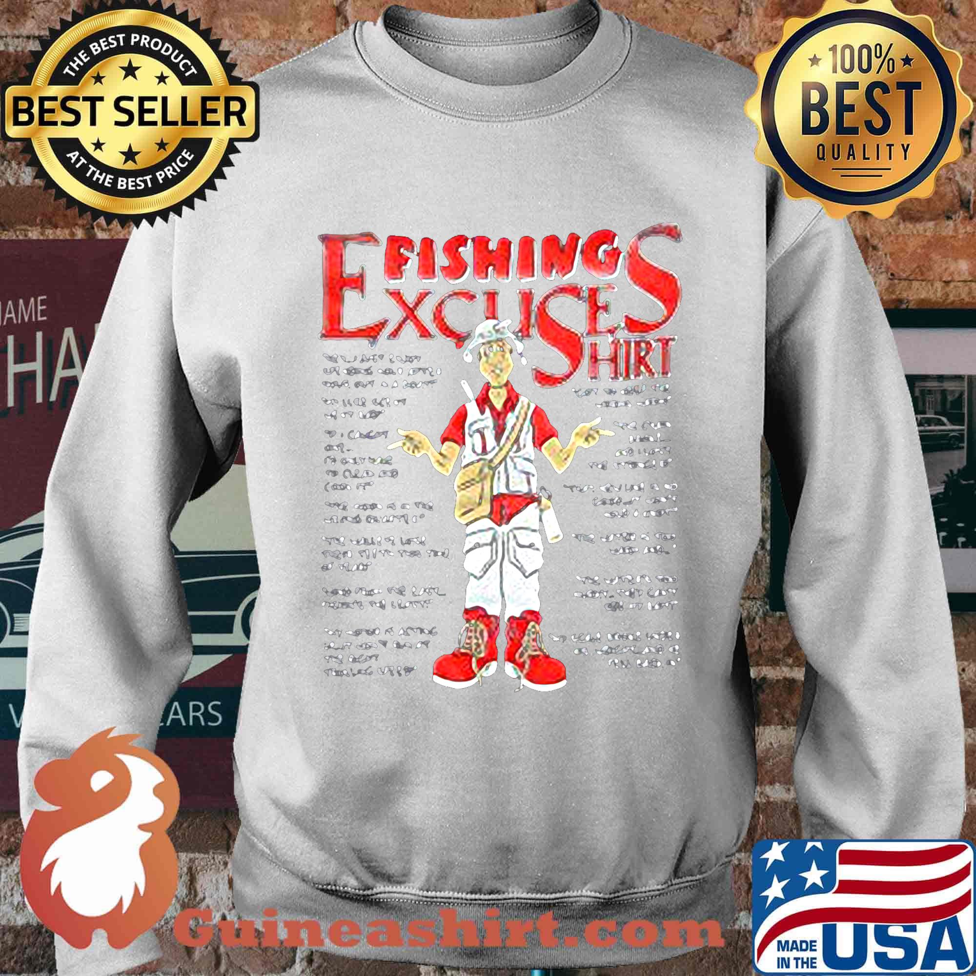 Fisherman angler fishing excuses outdoors jokes s Sweater