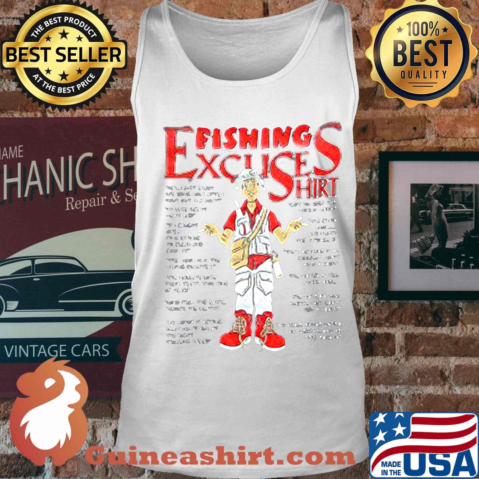 Fisherman angler fishing excuses outdoors jokes s Tank top