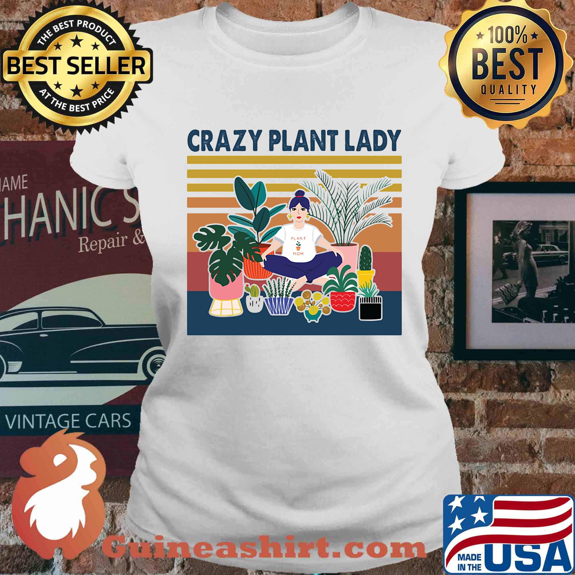 Garden crazy plant lady vintage retro s Ladies tee