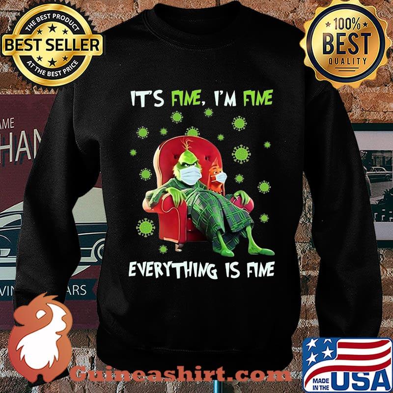 Grinch mask it's fine i'm fine everything is fine covid-19 s Sweater