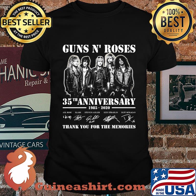 Guns n' roses band 35th anniversary 1985 2020 thank you for the memories signatures shirt