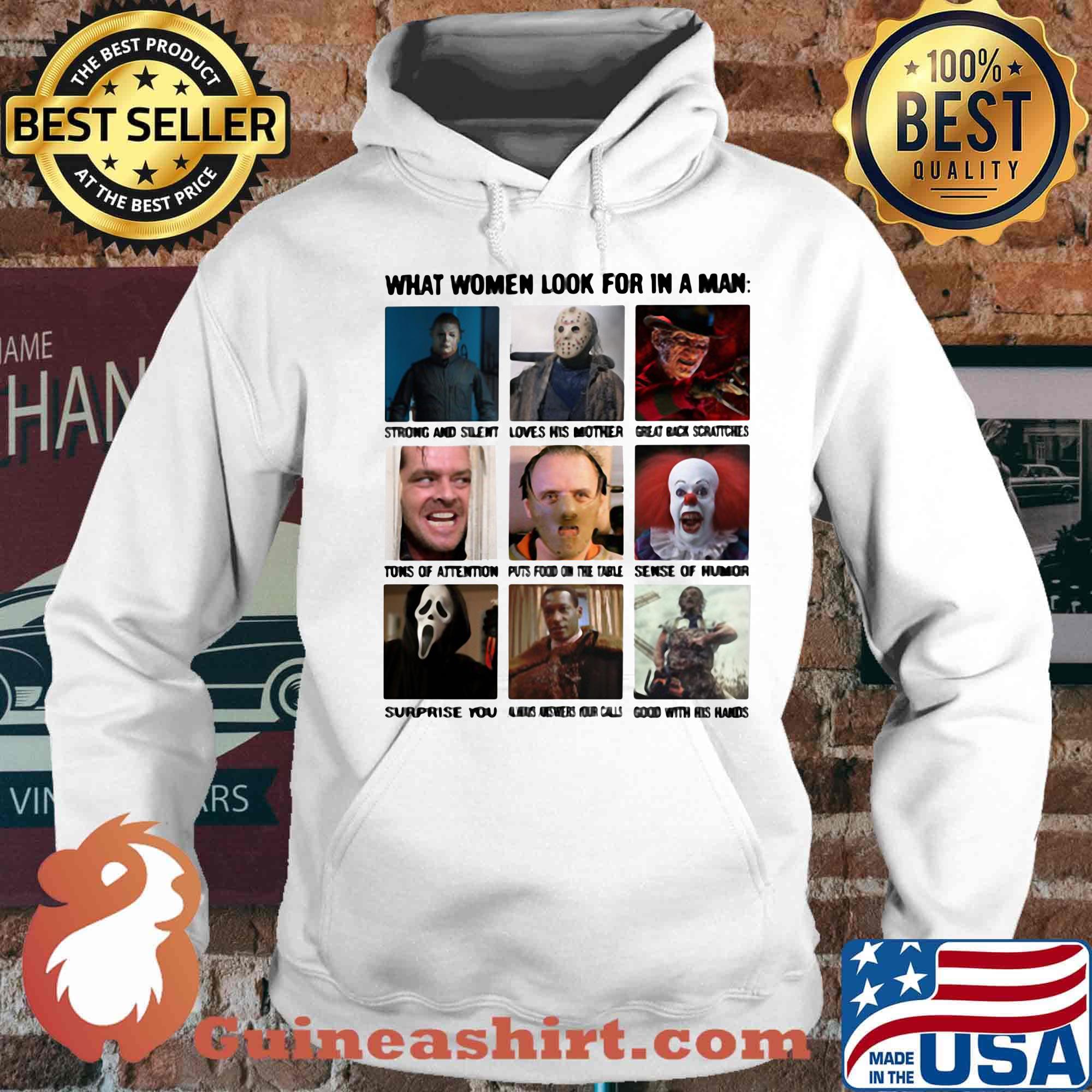 Halloween horror characters what women look for in a man s Hoodie