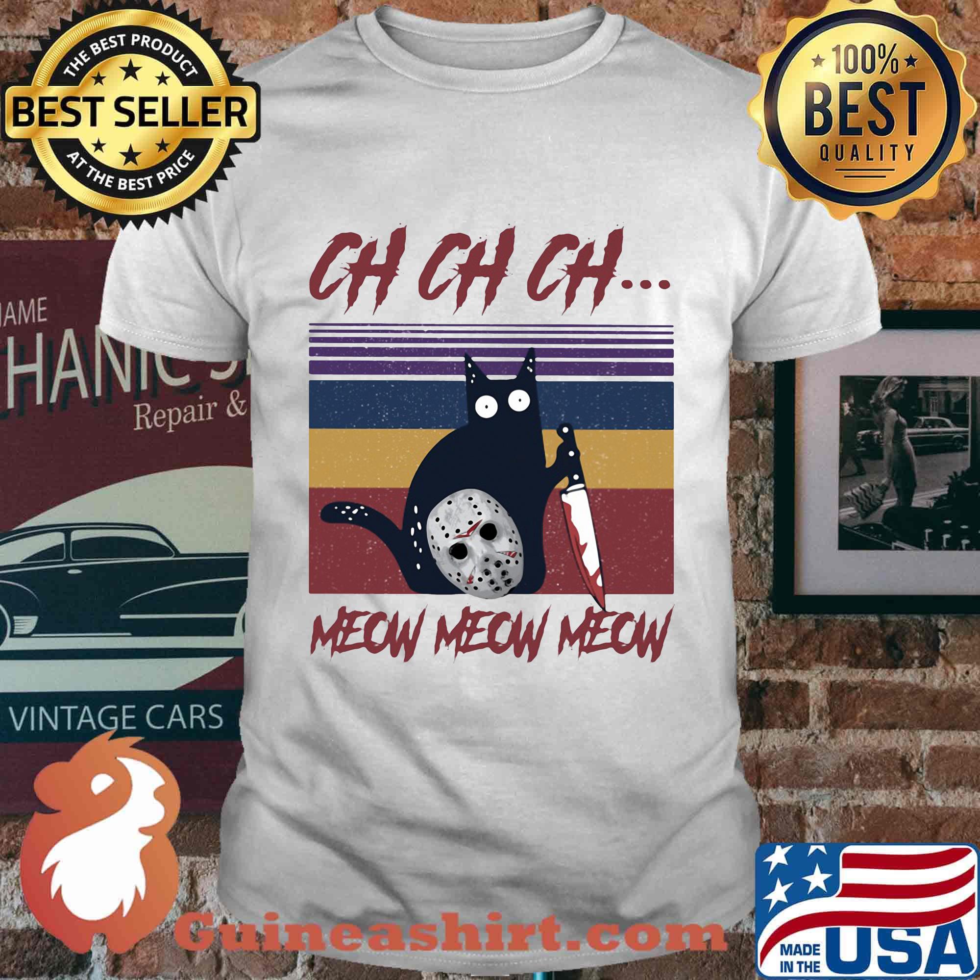 Halloween jason voorhees cat ch meow vintage retro shirt