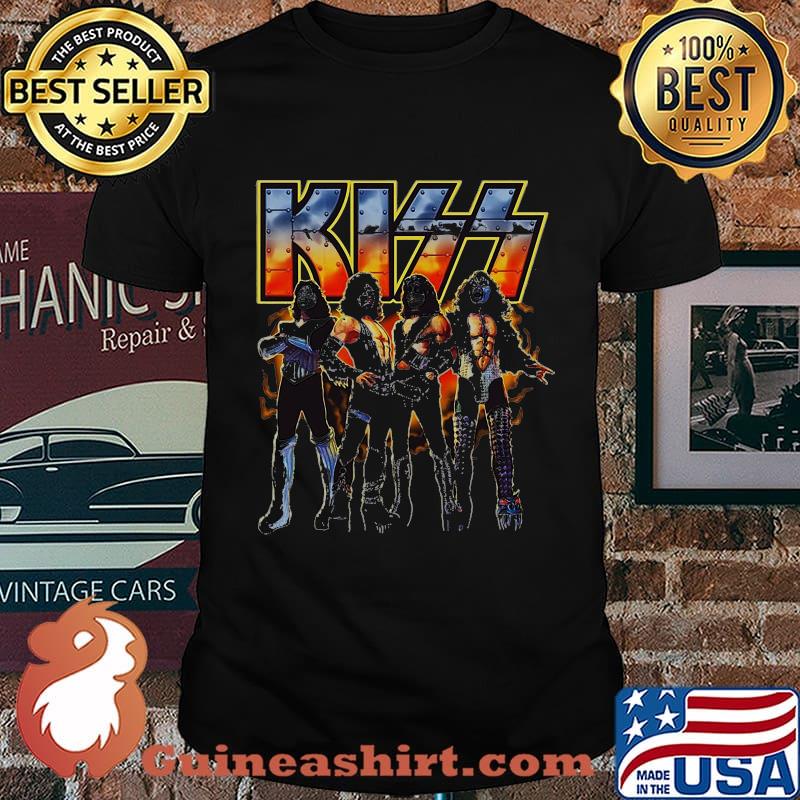 Halloween kiss band fire shirt