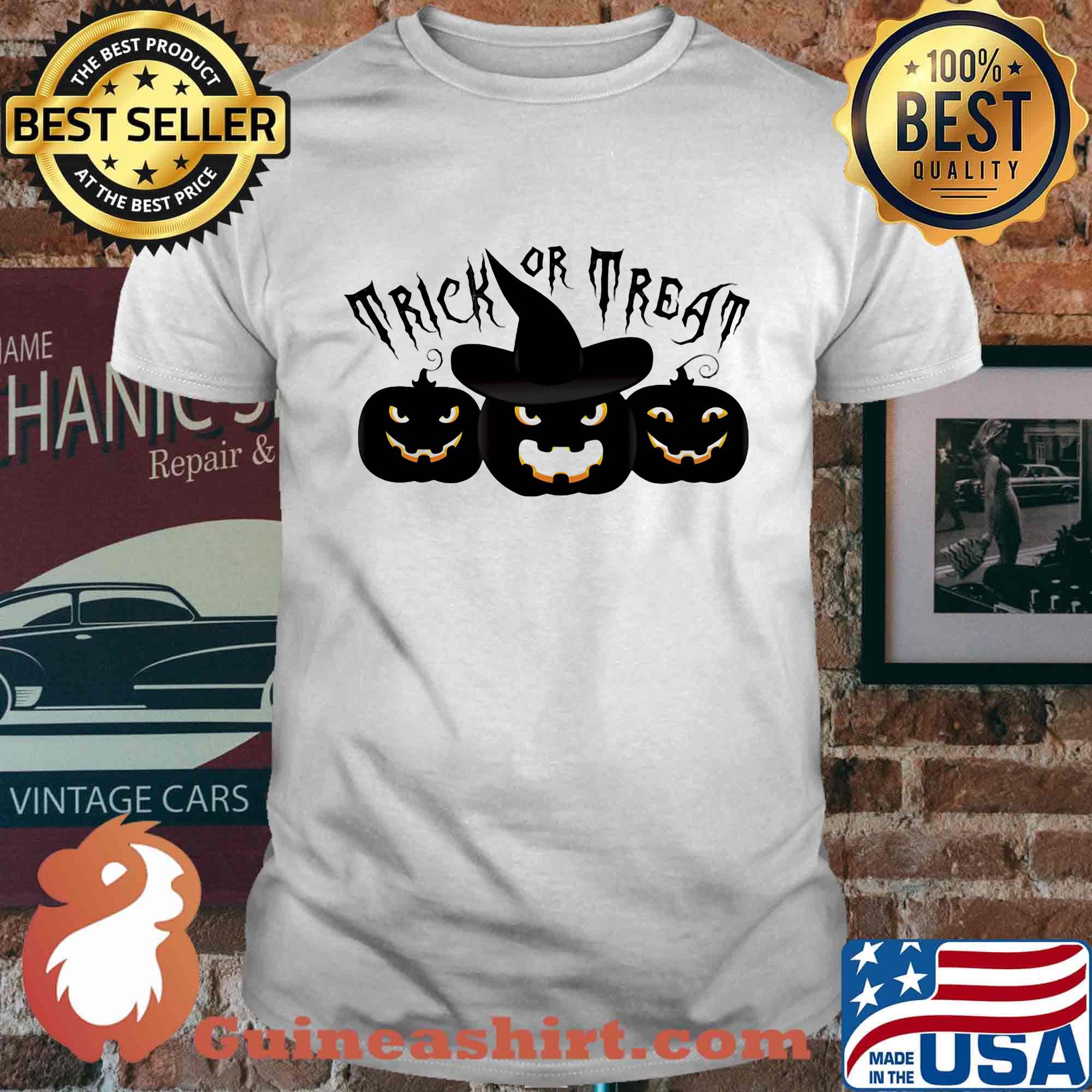 Happy halloween trick or treat witches pumpkin shirt