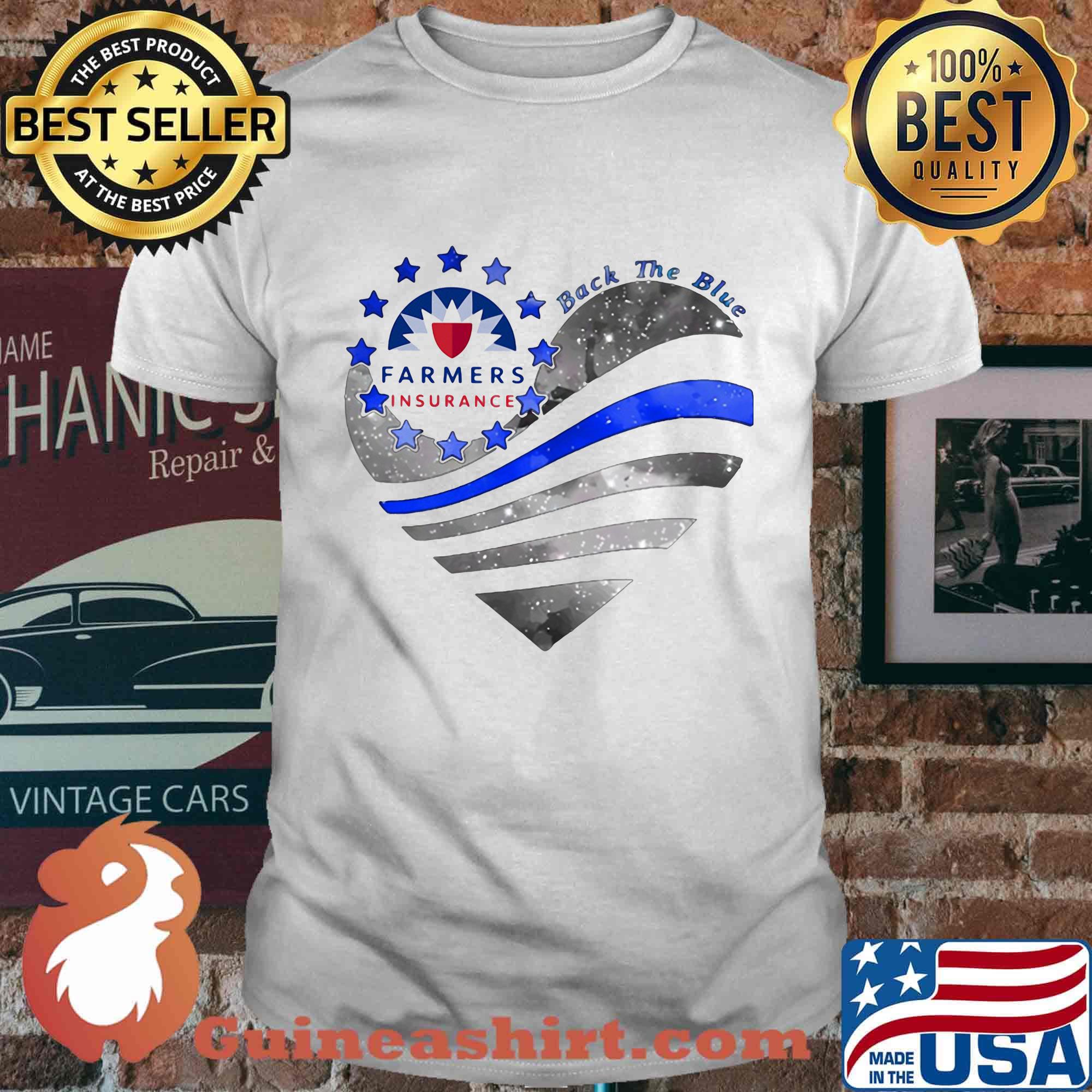 Heart farmers insurance logo american flag happy independence day shirt