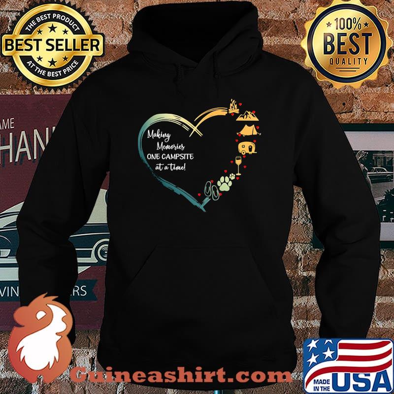 Heart making memories one campsite at a time flip-flop paw wine camping mountain fire s Hoodie