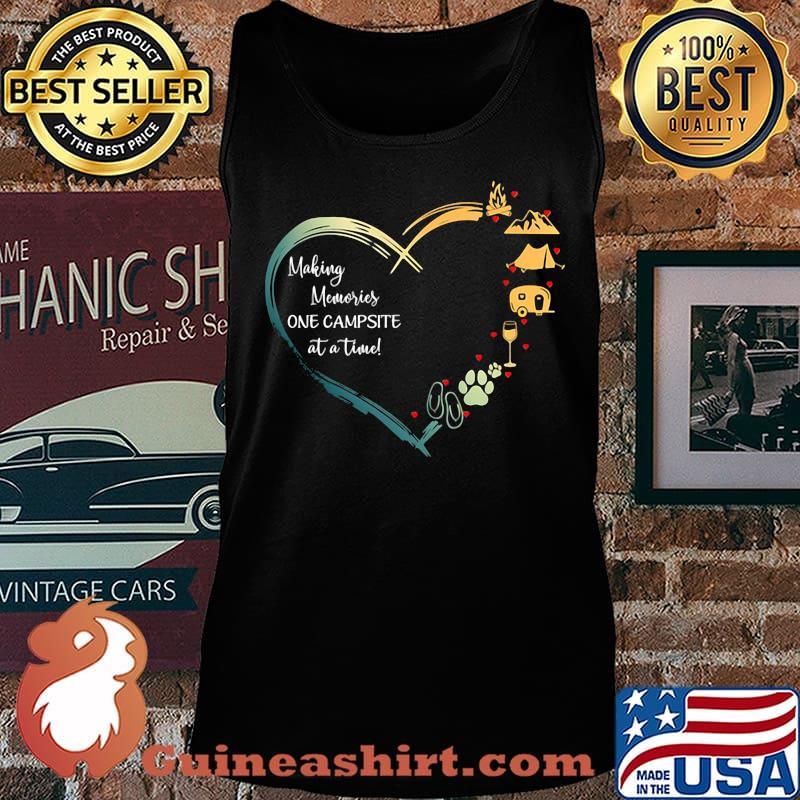 Heart making memories one campsite at a time flip-flop paw wine camping mountain fire s Tank top