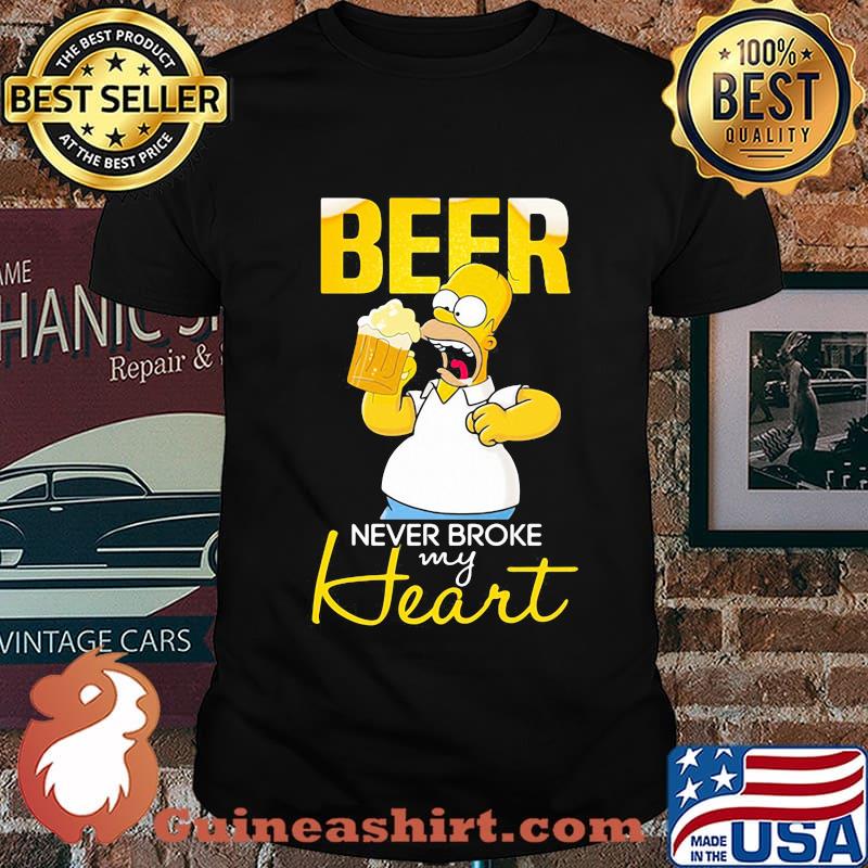 Homer simpson beer never broke my heart shirt