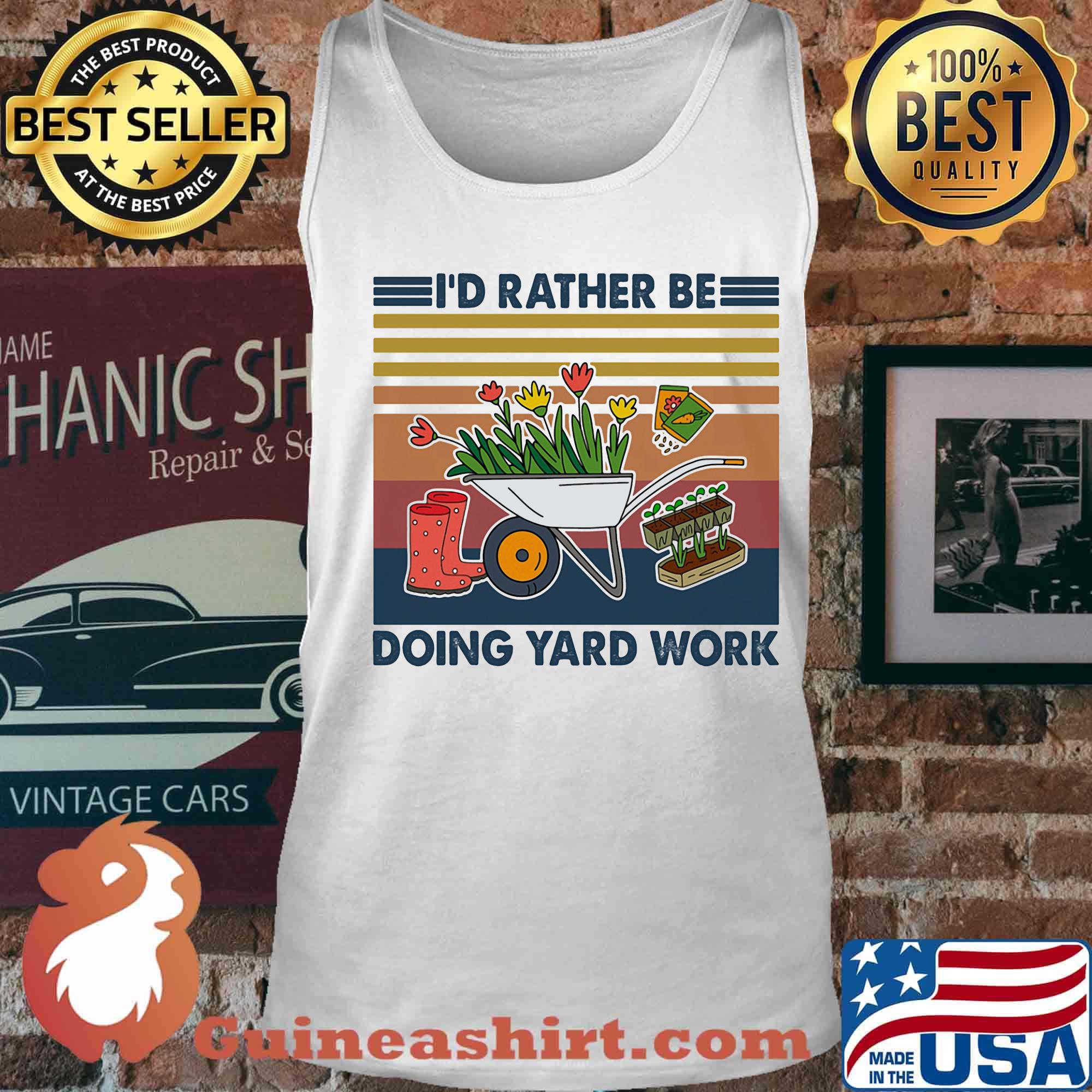 I'd rather be doing yard work vintage retro s Tank top