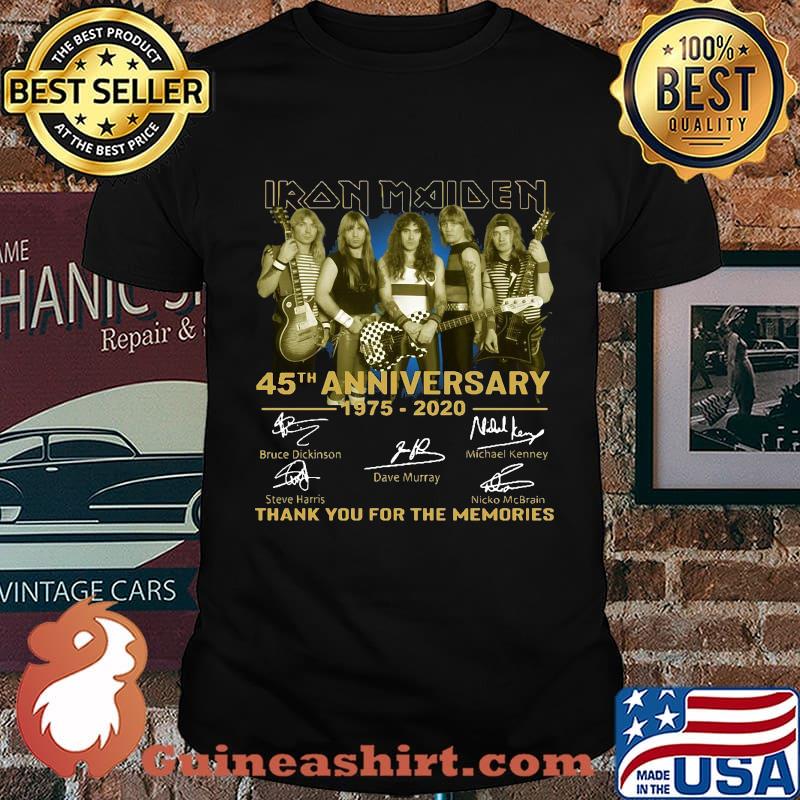 Iron maiden 45th anniversary 1975 2020 thank you for the memories signatures guitar shirt