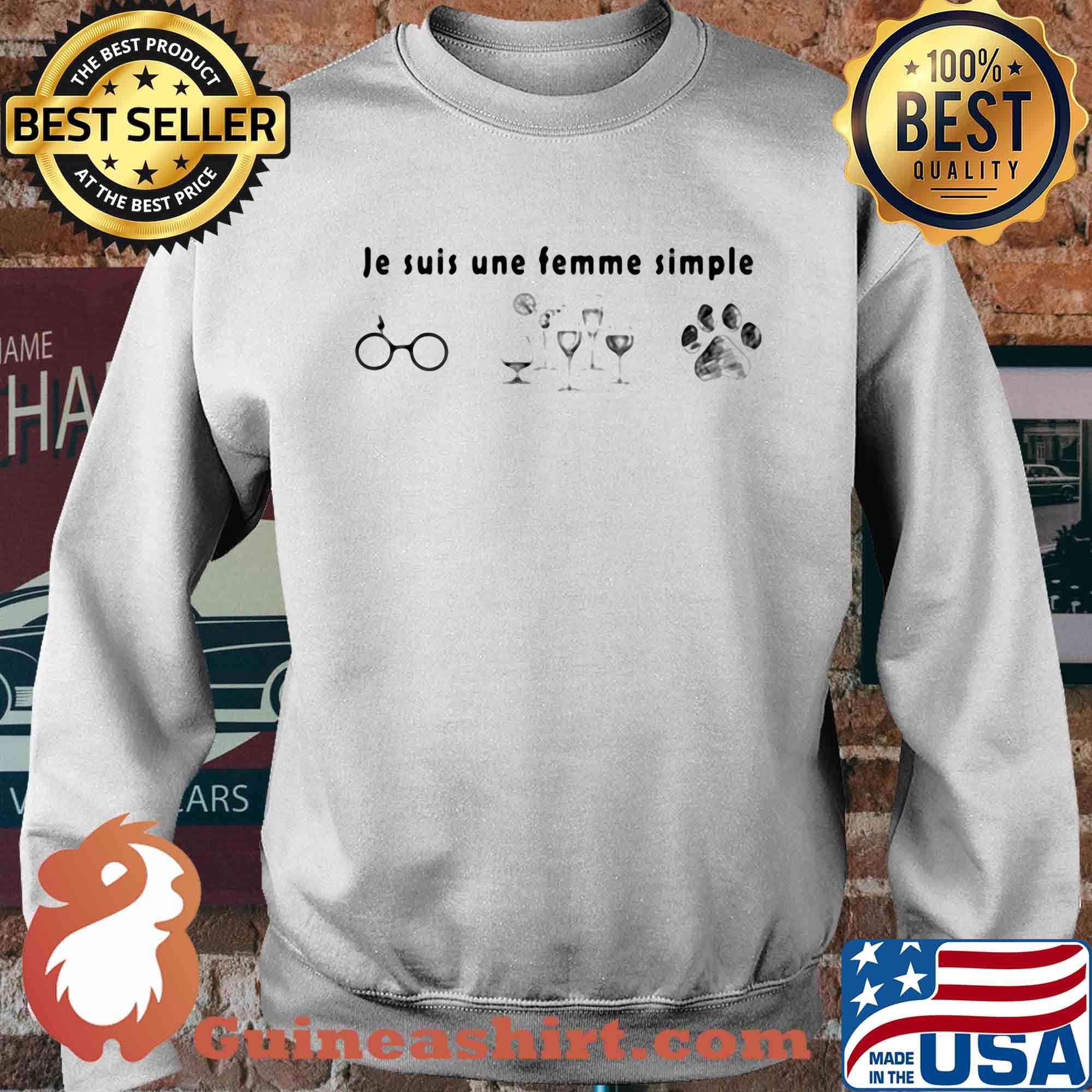 Je suis une femme simple Glasses Wine Dogs s Sweater
