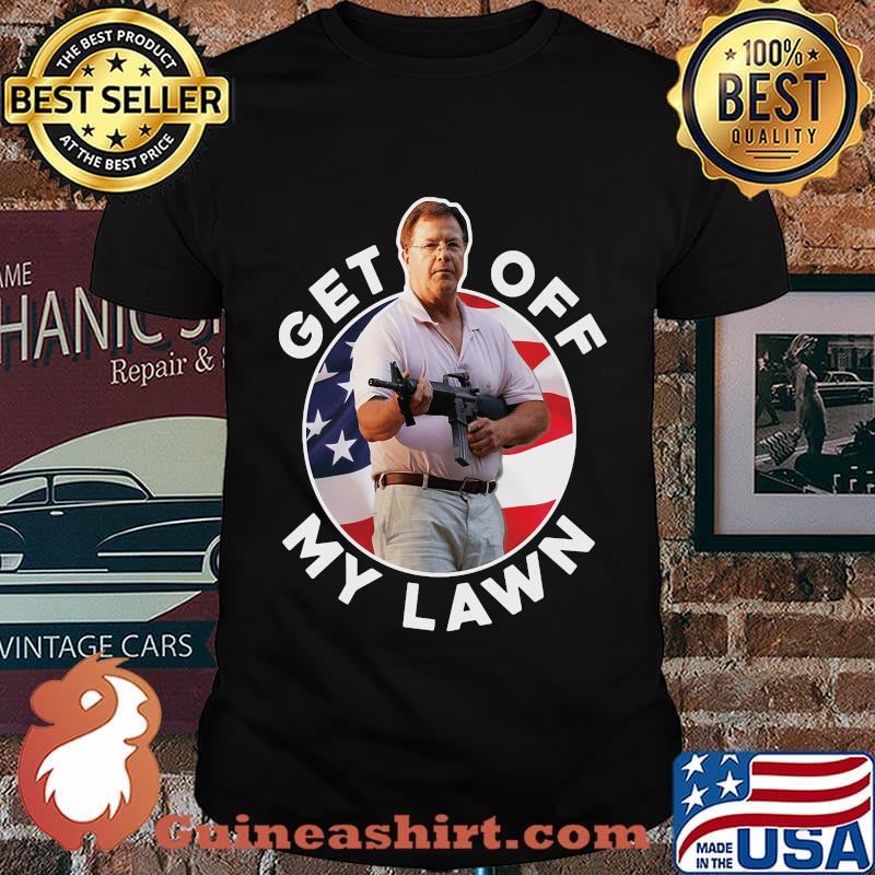 John Burns guns get off my lawn American flag shirt