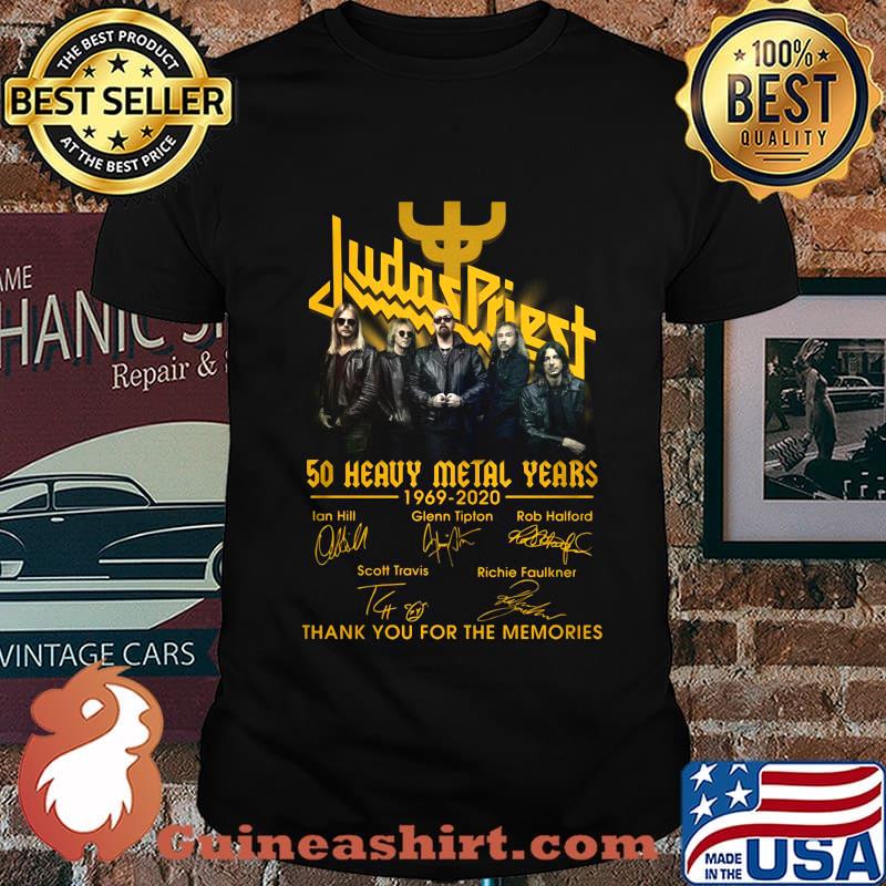 Judas priest 50 heavy metal years 1969 2020 thank you for the memories signatures shirt