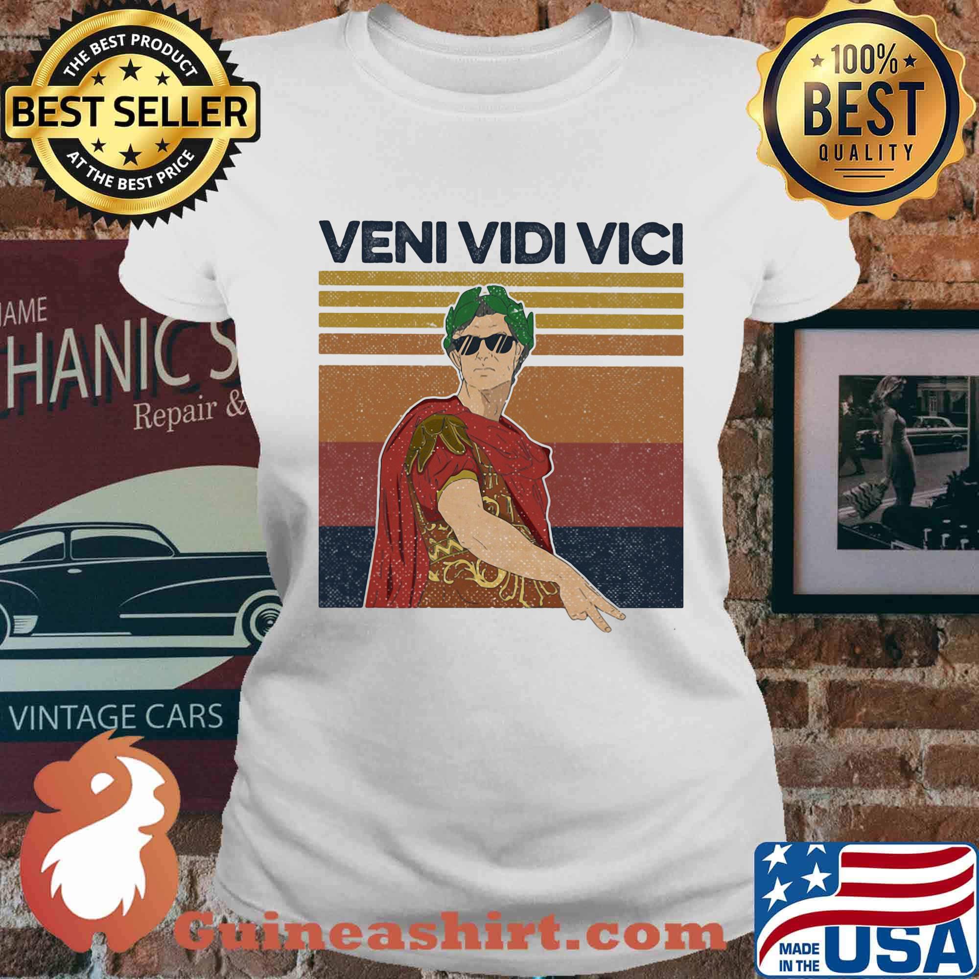 Julius Caesar Latin Quote Veni Vidi Vici Roman Vintage Retro Shirt Ladies tee