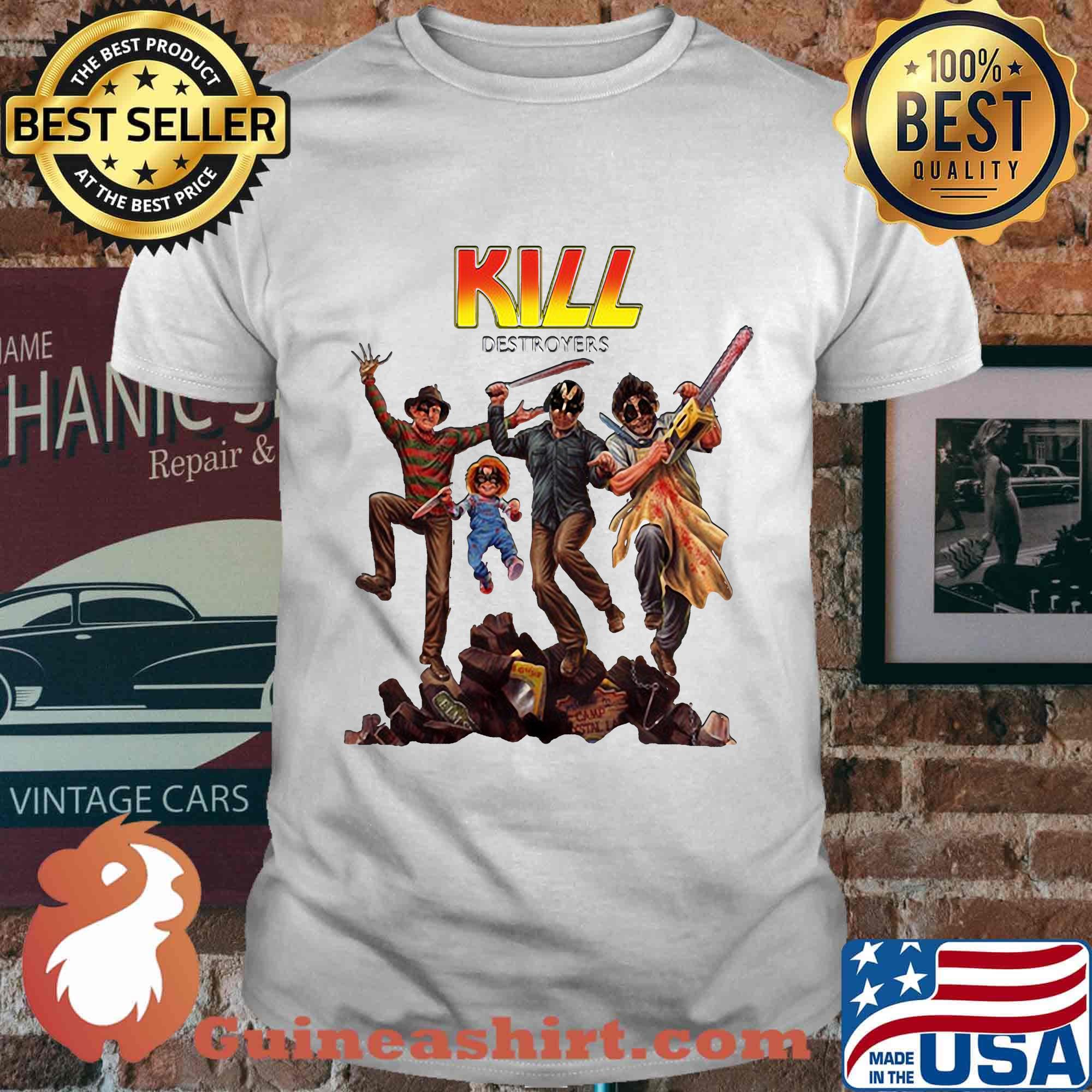 Kill destroyers serial killers kiss parody shirt
