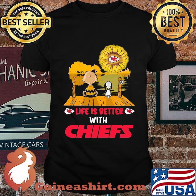 Life is better with Chiefs snoopy and Chailer brown shirt