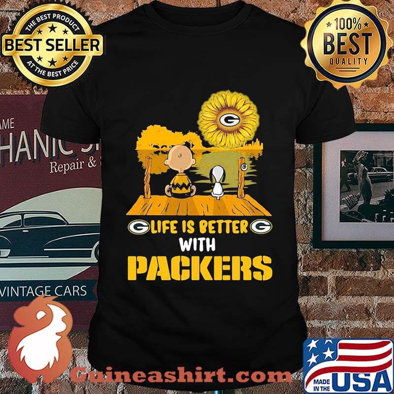 Life is better with Packers Sunflower snoopy and charlie brown shirt